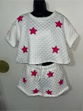 HEYSON sequin star set in hot pink